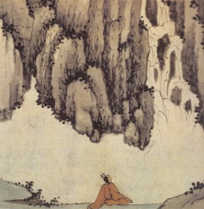 Shen Zhou, En écoutant la cascade (détail)